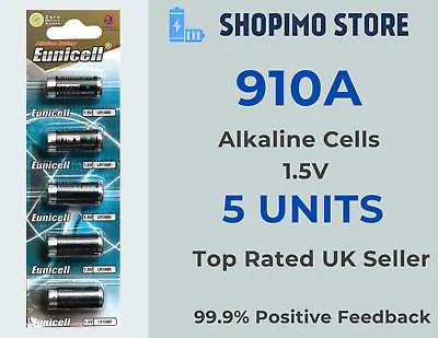 5 X 910A N Alkaline 1.5V Clock Alarm Fob Calculator Batteries LR1 Cells Eunicell • £3.49