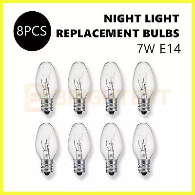 8pcs Clear Night Light Lamp Replacement Bulbs 7W E14 240V Small Screw On Bulb • $18.95