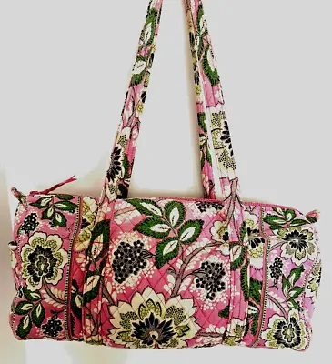 Vera Bradley Priscilla Pink Large Tote Beach Gym Travel Bag Pink Green Floral • $32.50