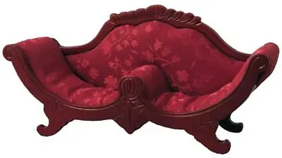 Dolls House Victorian Red Twin Two-Seater Sofa Miniature Living Room Furniture • £16.99
