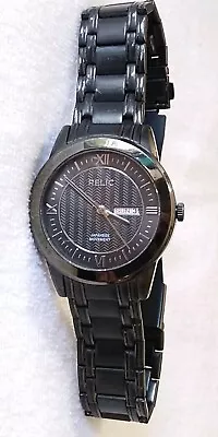 Mens Relic Watch Black Silver Tone Day/Date 7.5 In 40 MM GOOD Condition  • $21.99