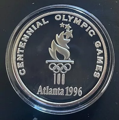 Atlanta 1996 Olympic Flag Arrival Silver Medallion W/ Authenticity Certificate • $189.99