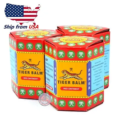 Red Tiger Balm Ointment Thai Herbal Aroma Relaxing Massage Balm 30g Pack Of 3 • $24.50