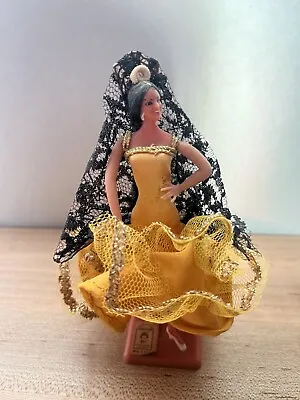 MARIN Spanish Flamenco Dancer Souvenir Doll Yellow Dress 5  Tall • $24.99