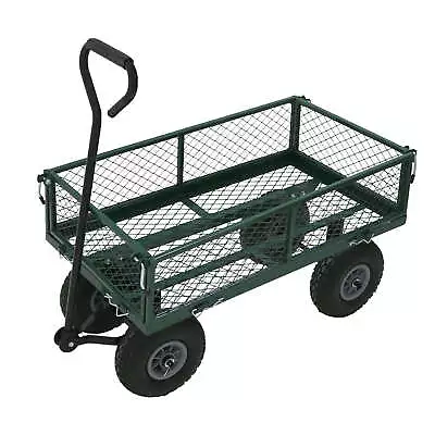 NEW Heavy Duty Metal Green Garden Cart Barrow Utility Trolley - Garden - Home • £54.99