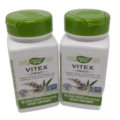 NEW (2) Nature's Way Vitex Fruit  400mg 2X100 Caps Support Of Female Cycle Lot • $24.95