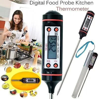 £2.25 • Buy Digital Food Thermometer Probe Cooking Meat Kitchen Temperature BBQ Turkey Milk 