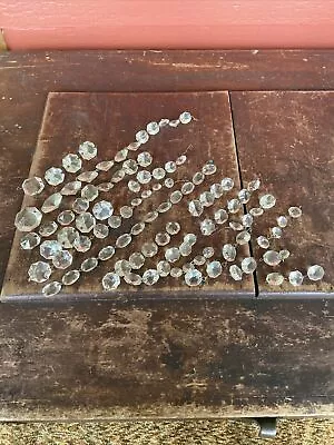 Strands Big Prisms Glass Crystal Faceted Antique Chandelier Vintage Parts • $29.99