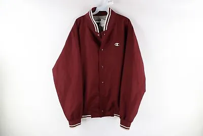 Vintage 90s Champion Mens XL Distressed Lined Spell Out Varsity Jacket Burgundy • $67.96