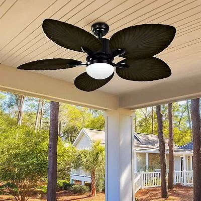 52'' Tropical Ceiling Fan With LED Light & Remote Outdoor Patio Palm Leaf Fan • $103.99