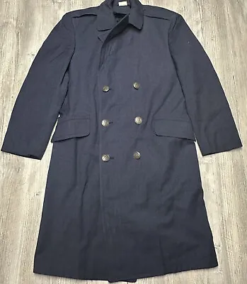 Vintage US Air Force Pea Coat Mens 37S Blue Double Breasted 100% Wool • $32.09
