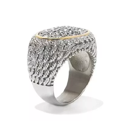 Emma Skye Designs Oval Crystal Stainless Steel 2-Tone Ring Size 9 • $29.93