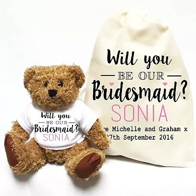 £14.99 • Buy Wedding Proposal Teddy Bear | Personalised | Page Boy, Flower Girl, Bridesmaid