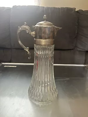 Vintage Glass And Silver Plated Wine Jug/Water Pitcher 14  • $14.95