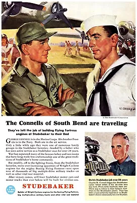 Studebaker Army USMC Navy Buy More War Bond Wartime 1944 Print Ad 6.75 X10  • $11.99