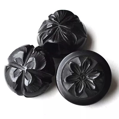 Variety Lot Of 3 Vintage Black Carved BAKELITE Coat Buttons 1-1/8  • $5.95