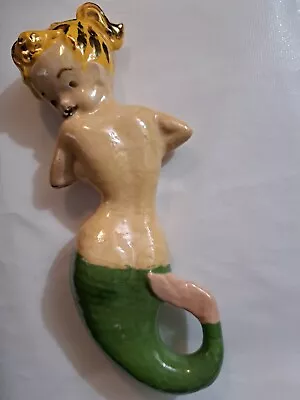Vintage Retro Kitschy Pin-Up Mermaid Handmade Hand Painted Wall Plaque • $25