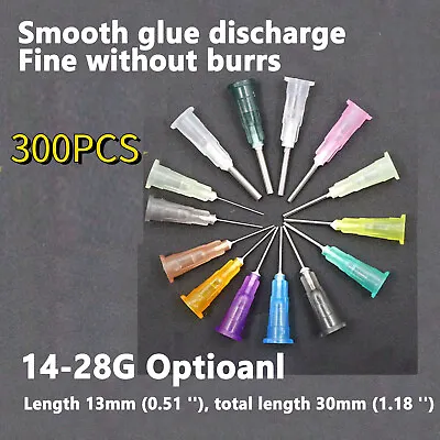 300Pack Precision Dispensing Needle 14-28G Blunt Tip Oil Glue Liquid Ink Refill • $12.97