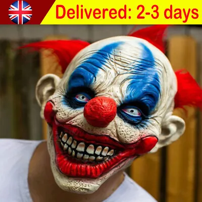 Scary Clown Mask Halloween Horror Cosplay Fancy Dress Costume Face Mask Latex • £11.90