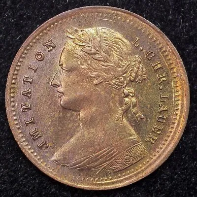 19th Century Imitation Britain Queen Victoria One Penny By Lauer Brass 12mm • $12.95