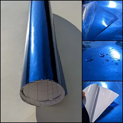 Mirror Chrome Blue Vinyl Wrap - 3 Layer - ANY SIZE - BUBBLE/AIR FREE Car/Vehicle • £0.99