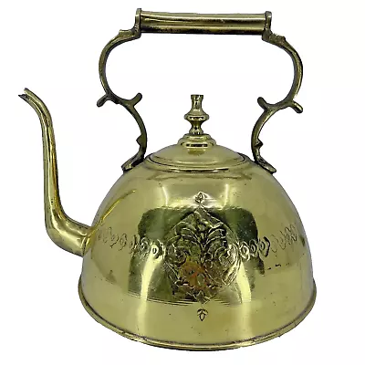 Antique Vintage Brass Copper Tea Coffee Kettle Pot With Handle Collectible Large • $95