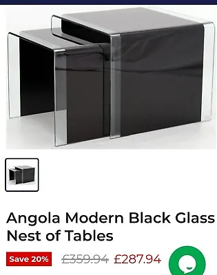 £80 • Buy Angola Nest Of  3 Designer Glass Tables Set