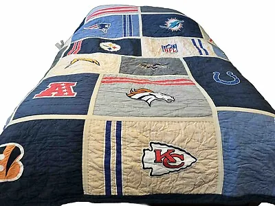 PB Teen Pottery Barn NFL LOGOS QUILT FULL/ Queen Plus 4 Sham Covers • $120