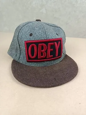 OBEY Snapback Cap Obey Logo Grey Red Brown Embroided Hat • $15
