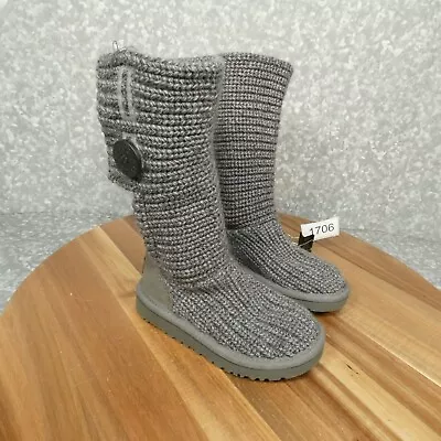 UGG Classic Cardy Boots Women 10 Gray Sherling Knitted Wool Bootie 5819 • $78.89