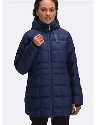 Macpac Aurora Navy Down 80/20 Women's Longer Coat Jacket Warm Like New Size12 • $80