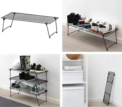 🔥NEW🔥 IKEA Grejig Steel Foldable Shoe Rack Organiser Black 58 × 27 Cm • £6.50