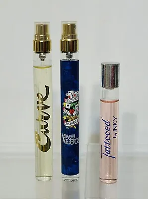 LOT OF 3 ED HARDY Love Is A Gamble Love And Luck EDT 0.33 Fl Oz/5ml TATTOOED BY • £28.50