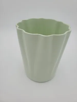 Midcentury Art Deco Modern 723 Alamo Pottery Texas Fluted 7  Green Planter Vase • $8
