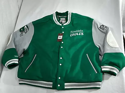 Mitchell & Ness Philadelphia Eagles Princess Diana Varsity Jacket Mens Green 5XL • $249.99