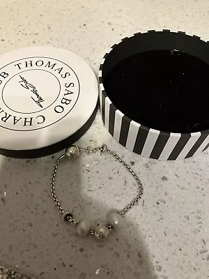 Thomas Sabo Karma Sterling Silver Bracelet With Pearl And Karma Beads & Stopper • £25
