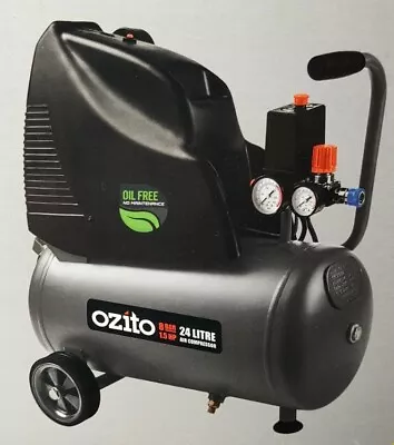 OZITO 24L Silent Air Compressor 1.5HP Oil-Free Elec. Portable Airtool MELB.ONLY! • $159.99