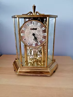 Vintage Kundo Brass Hexagon Pendulum Quartz Desk Mantle Clock Germany • $89.55