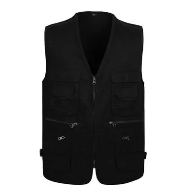 £18.98 • Buy Mens Gilet Jacket Tool Vest Sleeveless Multiple Pocket Waistcoat Work Coat 3/5XL