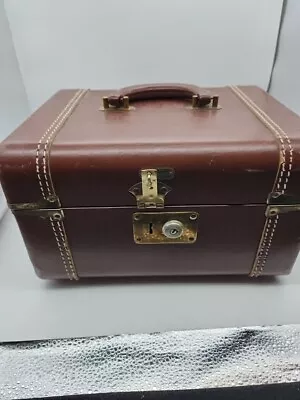 Vintage Zephyrweight By Lincoln Leather Luggage Train Case Brown Makeup Case • $69.98