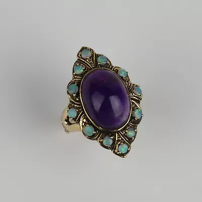 Vintage/Antique 14k Yellow Gold Amethyst Opal Women's Ring Size 6 • $465