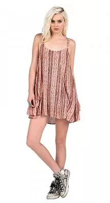 NWT WOMEN VOLCOM BACK AGAIN DRESS $50 S Burnt Sienna Dropped Armhole Straps • $21