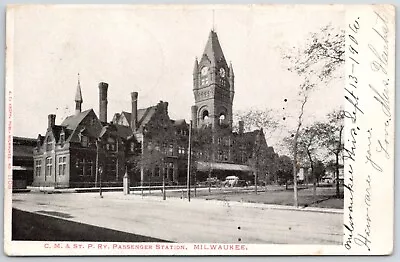 Postcard WI CM & ST P RY Passenger Station Milwaukee UDB 1906 Ida Brick • $7.62