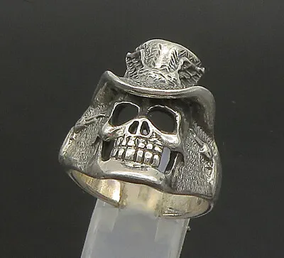 925 Sterling Silver - Vintage Skeleton Head Large Biker Ring Sz 12 - RG23537 • $128.82