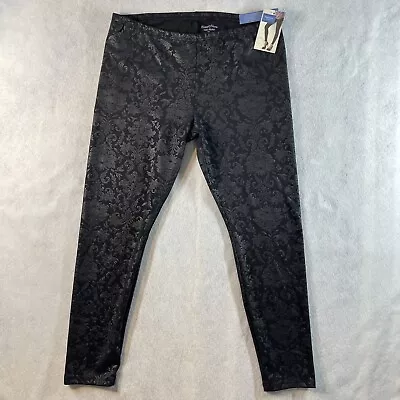 Simply Vera Wang Women Brocade Printed Pencil Floral Ponte Leggings Black XL $46 • $20