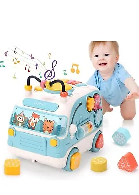 Baby Musical Bus Toys Toddler Activity Cube With Lights & Sounds Rotating Gear • £16.50