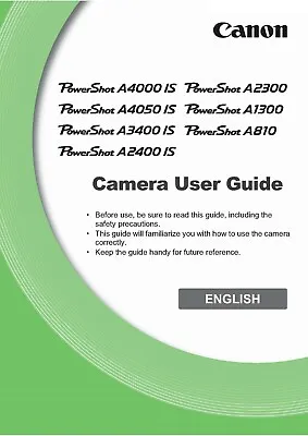 Canon Powershot A810 Hs Full User Manual Guide Instructions Printed 180 Pages A5 • £14.99