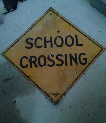 School Crossing Sign; Antique Metal Sign; Highway Transportation; School Bus • $146.95