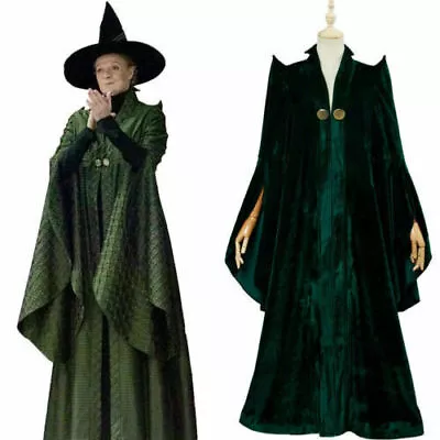 Minerva McGonagall Professor Green Robe Cosplay Halloween Costume • $27