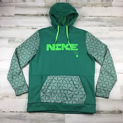 Nike Therma Fit Mens Sweatshirt Hoodie Medium Green Logo Spell Out Athletic • $14.99